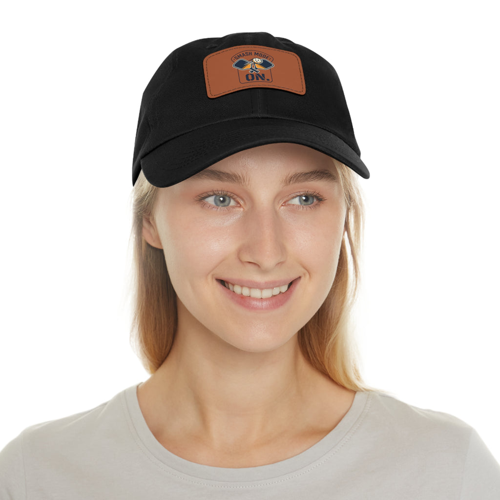 Leather Patch Dad Hat — “Smash Mode On” Vintage Gamer Cap