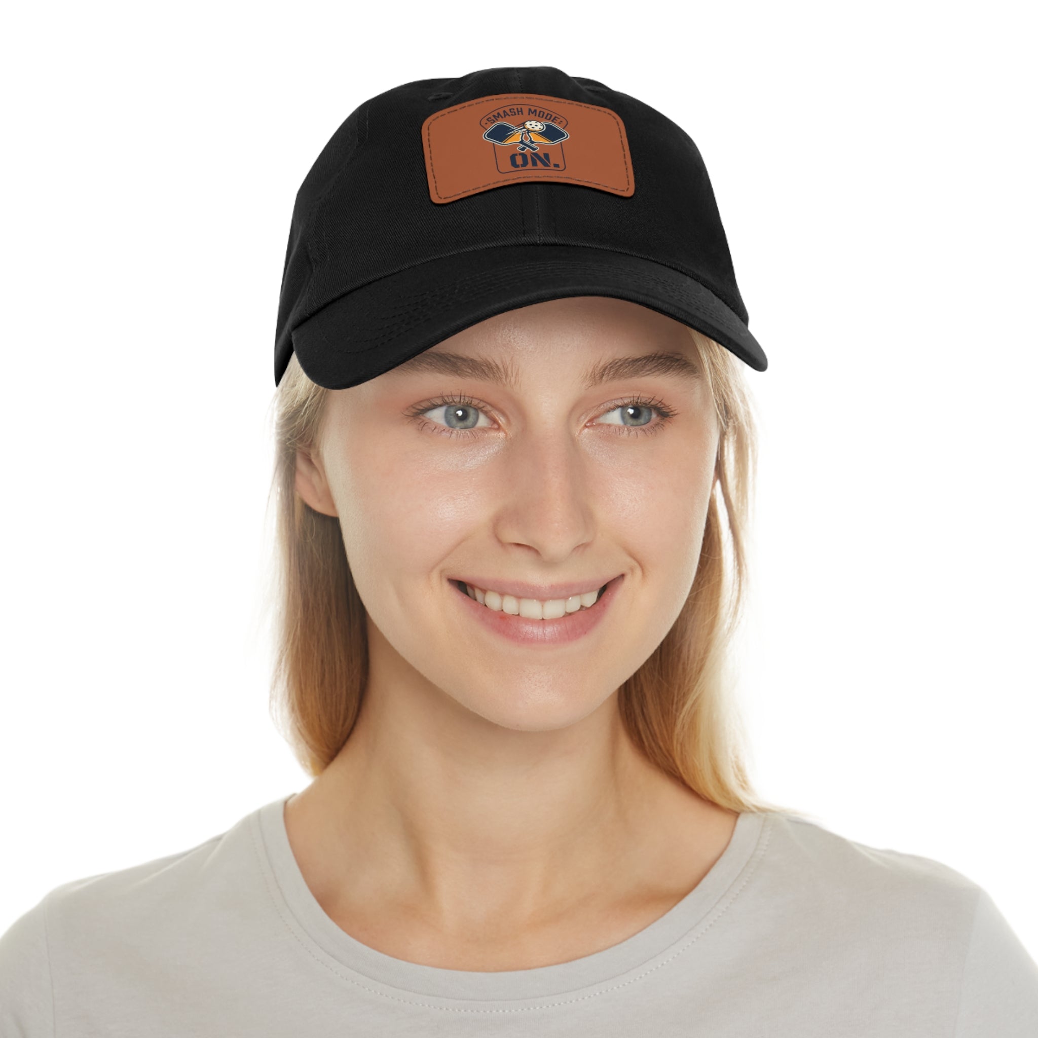 Leather Patch Dad Hat — “Smash Mode On” Vintage Gamer Cap