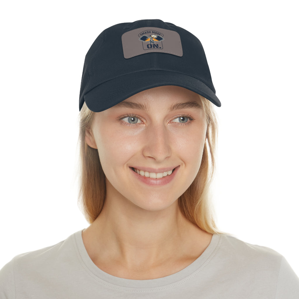 Leather Patch Dad Hat — “Smash Mode On” Vintage Gamer Cap
