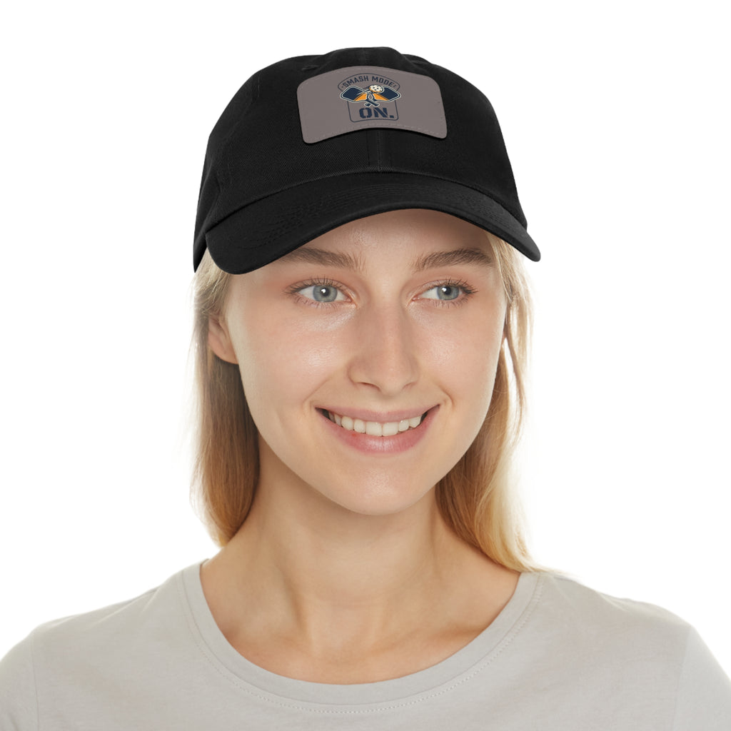 Leather Patch Dad Hat — “Smash Mode On” Vintage Gamer Cap