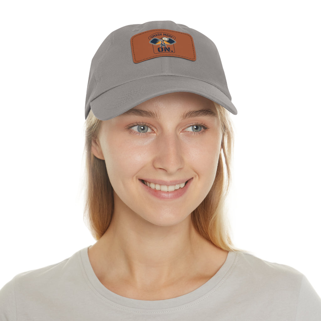 Leather Patch Dad Hat — “Smash Mode On” Vintage Gamer Cap