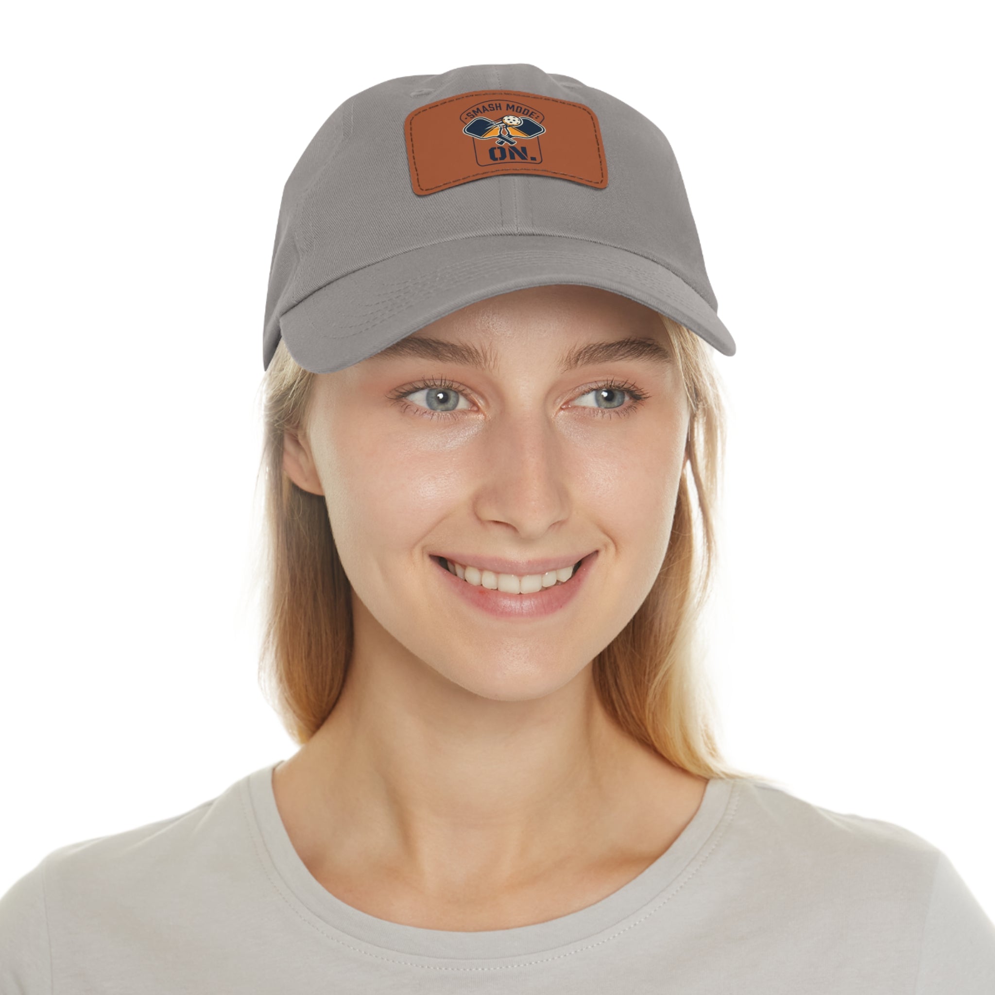 Leather Patch Dad Hat — “Smash Mode On” Vintage Gamer Cap