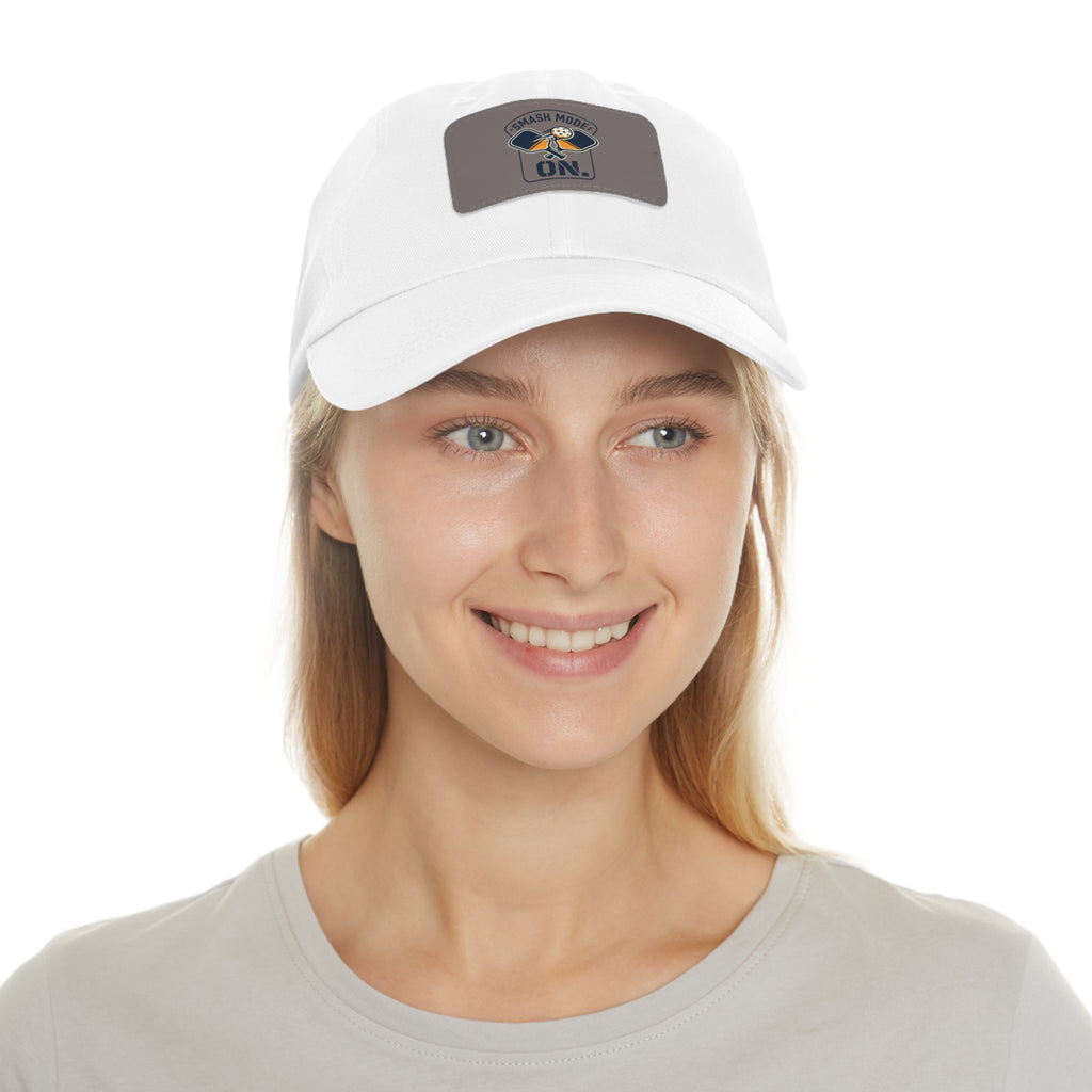 Leather Patch Dad Hat — “Smash Mode On” Vintage Gamer Cap