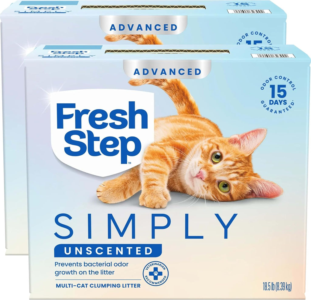 Fresh Step Advanced Odor Shield Multi Cat Clumping Litter with Febreze Freshness, Low Dust, Odor Control with Ammonia Block Tech, Compatible in Automatic Litter Boxes, 37 lb. (2 x 18.5 lb.)