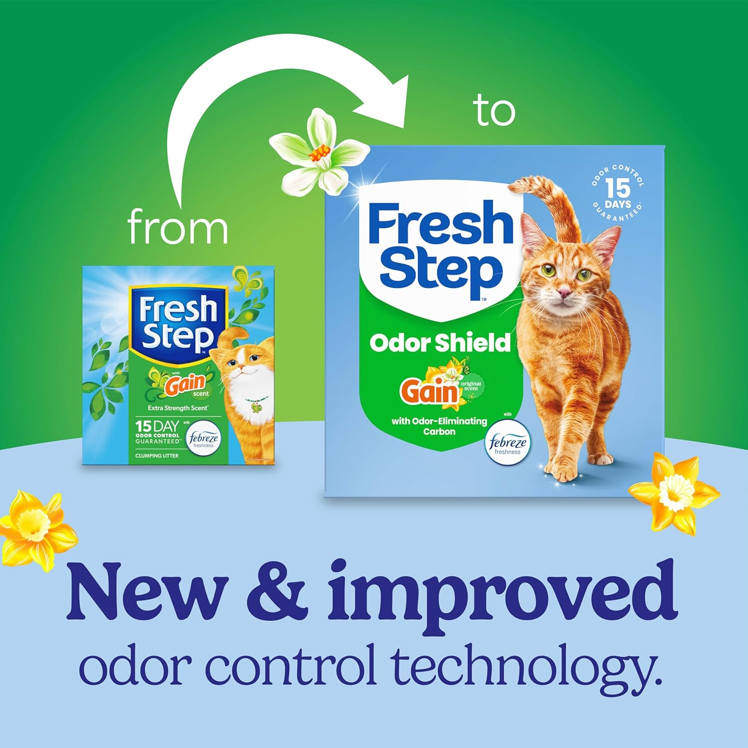 Fresh Step Advanced Odor Shield Multi Cat Clumping Litter with Febreze Freshness, Low Dust, Odor Control with Ammonia Block Tech, Compatible in Automatic Litter Boxes, 37 lb. (2 x 18.5 lb.)