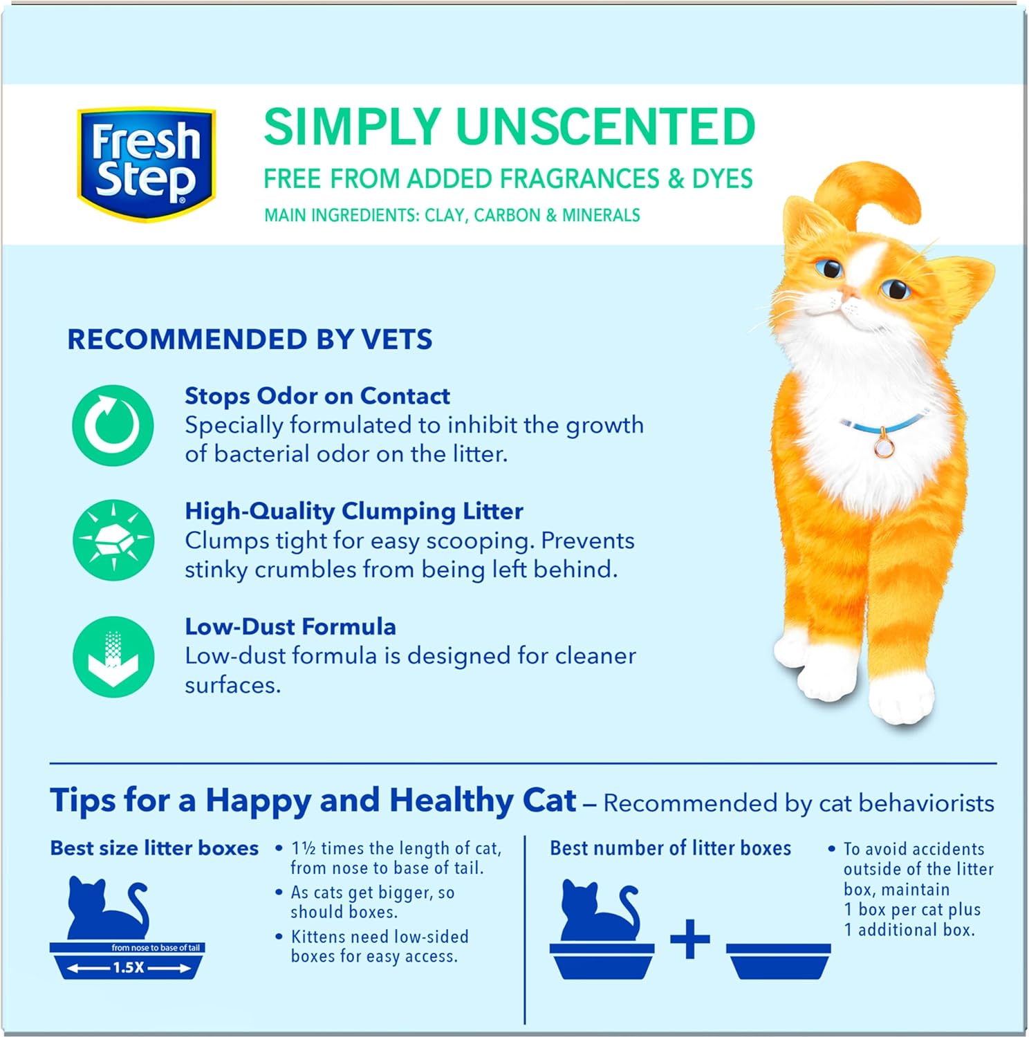 Fresh Step Advanced Odor Shield Multi Cat Clumping Litter with Febreze Freshness, Low Dust, Odor Control with Ammonia Block Tech, Compatible in Automatic Litter Boxes, 37 lb. (2 x 18.5 lb.)