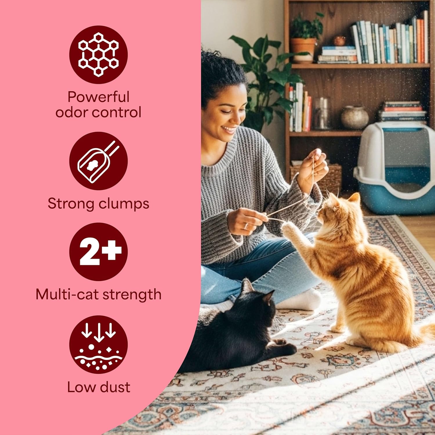 Fresh Step Advanced Odor Shield Multi Cat Clumping Litter with Febreze Freshness, Low Dust, Odor Control with Ammonia Block Tech, Compatible in Automatic Litter Boxes, 37 lb. (2 x 18.5 lb.)