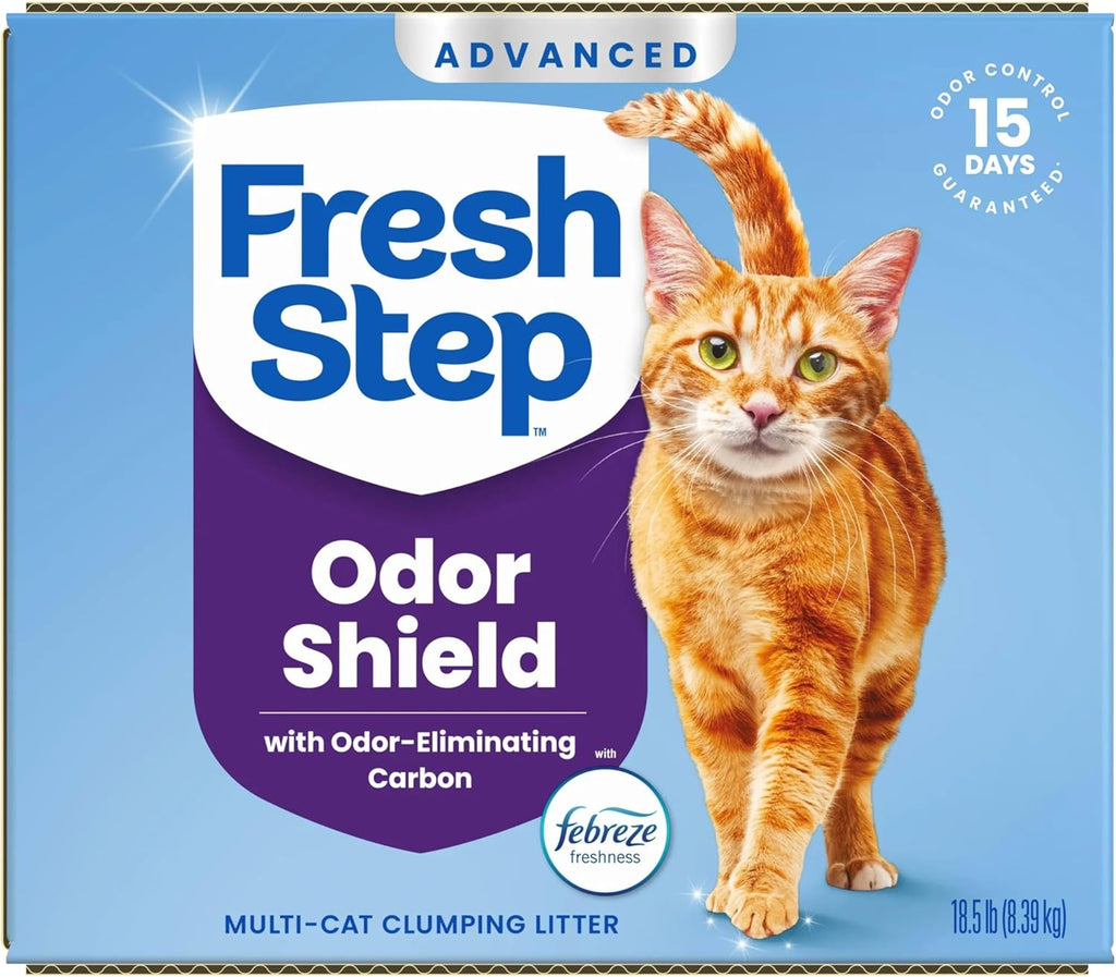 Fresh Step Advanced Odor Shield Multi Cat Clumping Litter with Febreze Freshness, Low Dust, Odor Control with Ammonia Block Tech, Compatible in Automatic Litter Boxes, 37 lb. (2 x 18.5 lb.)