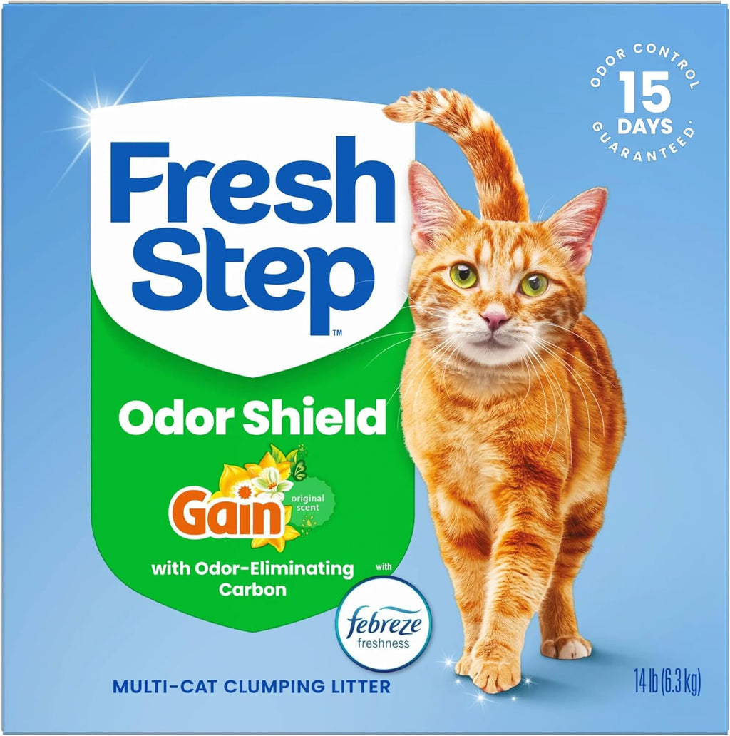 Fresh Step Advanced Odor Shield Multi Cat Clumping Litter with Febreze Freshness, Low Dust, Odor Control with Ammonia Block Tech, Compatible in Automatic Litter Boxes, 37 lb. (2 x 18.5 lb.)