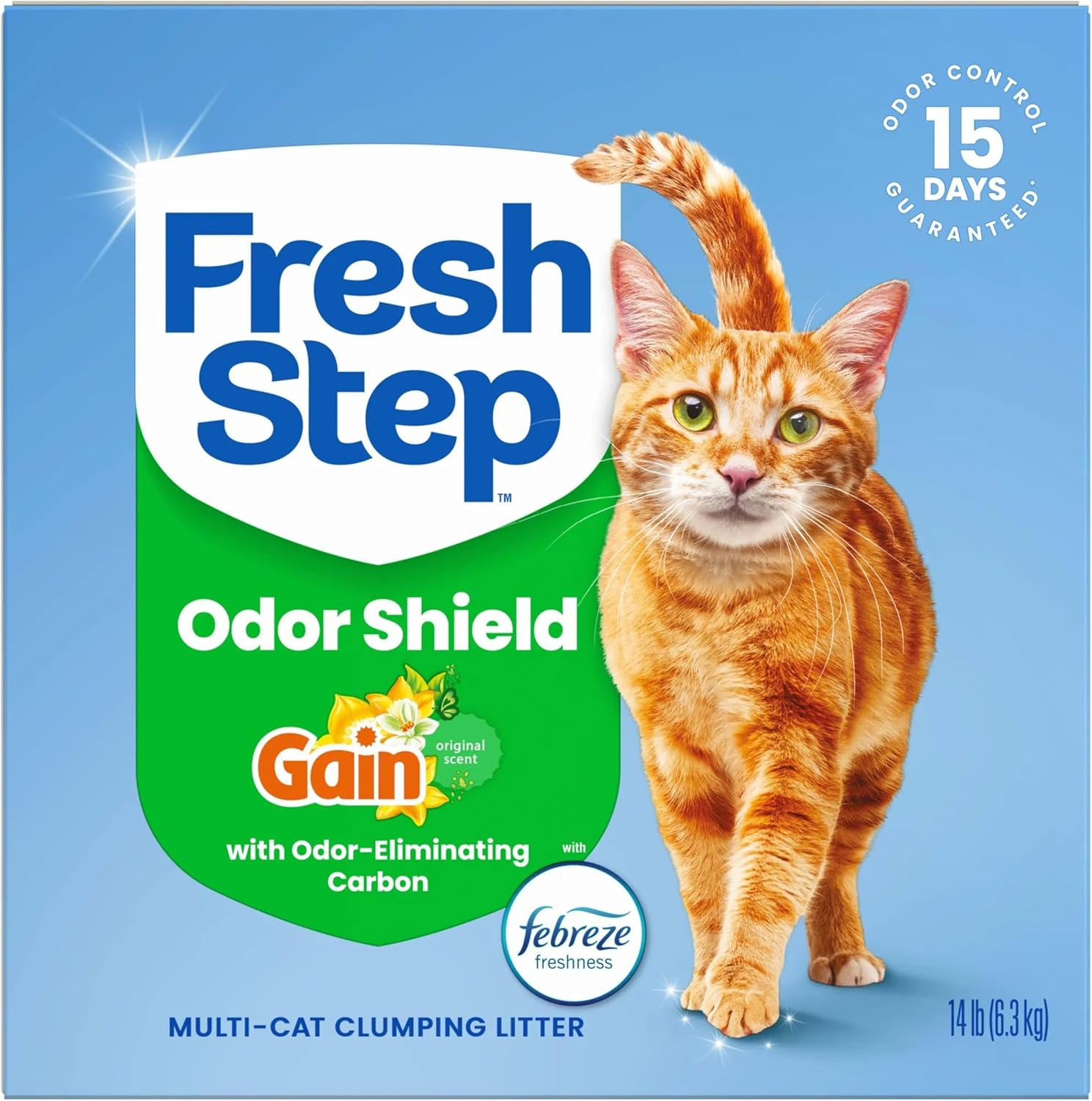 Fresh Step Advanced Odor Shield Multi Cat Clumping Litter with Febreze Freshness, Low Dust, Odor Control with Ammonia Block Tech, Compatible in Automatic Litter Boxes, 37 lb. (2 x 18.5 lb.)