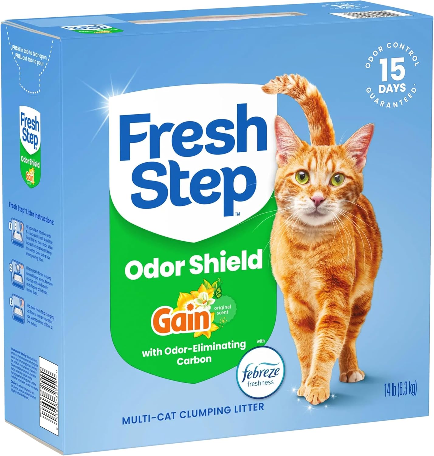 Fresh Step Advanced Odor Shield Multi Cat Clumping Litter with Febreze Freshness, Low Dust, Odor Control with Ammonia Block Tech, Compatible in Automatic Litter Boxes, 37 lb. (2 x 18.5 lb.)