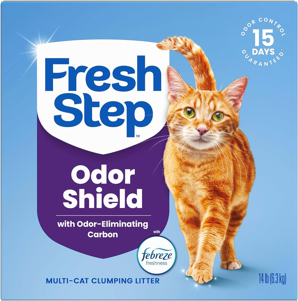 Fresh Step Advanced Odor Shield Multi Cat Clumping Litter with Febreze Freshness, Low Dust, Odor Control with Ammonia Block Tech, Compatible in Automatic Litter Boxes, 37 lb. (2 x 18.5 lb.)