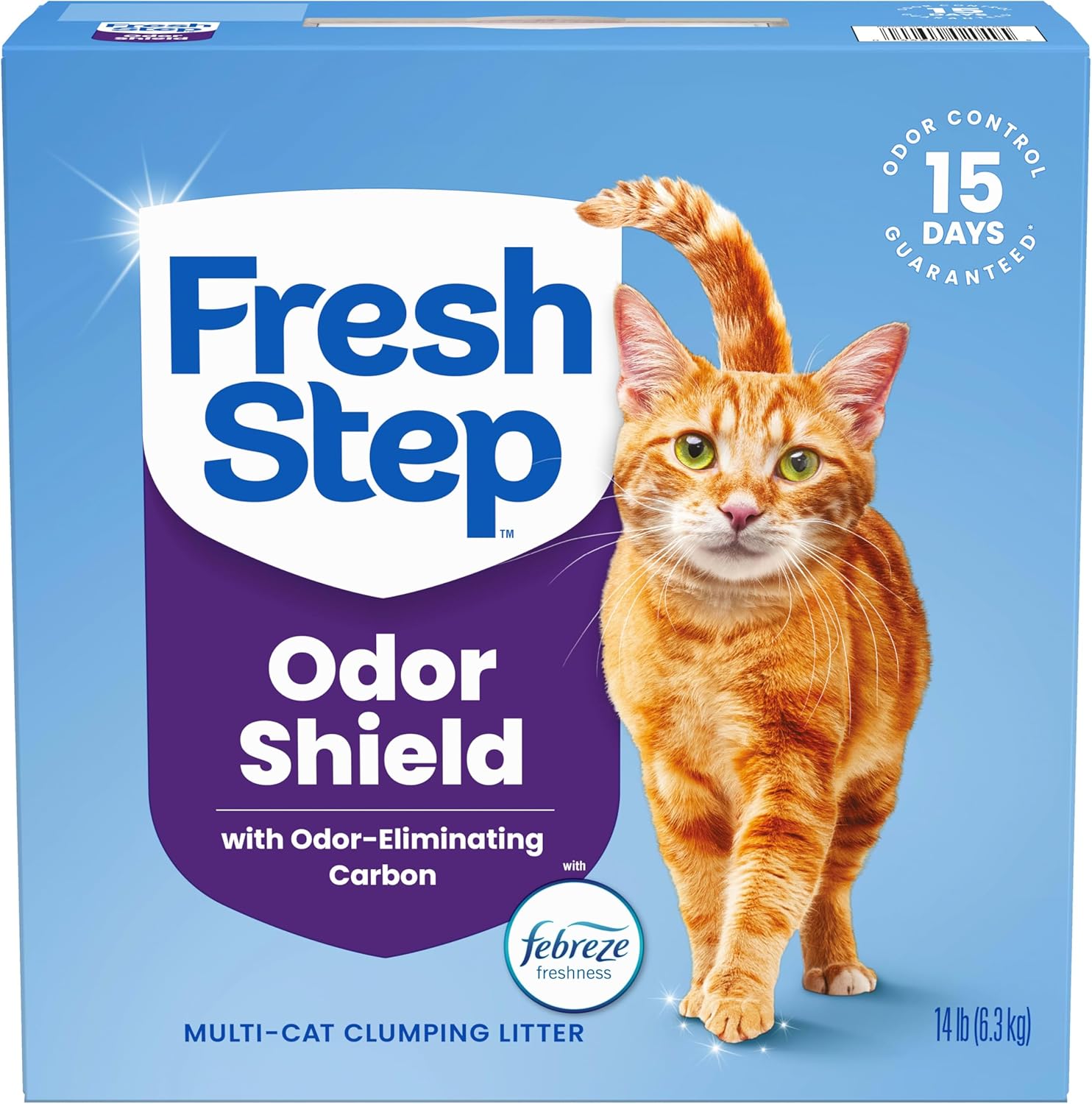 Fresh Step Advanced Odor Shield Multi Cat Clumping Litter with Febreze Freshness, Low Dust, Odor Control with Ammonia Block Tech, Compatible in Automatic Litter Boxes, 37 lb. (2 x 18.5 lb.)
