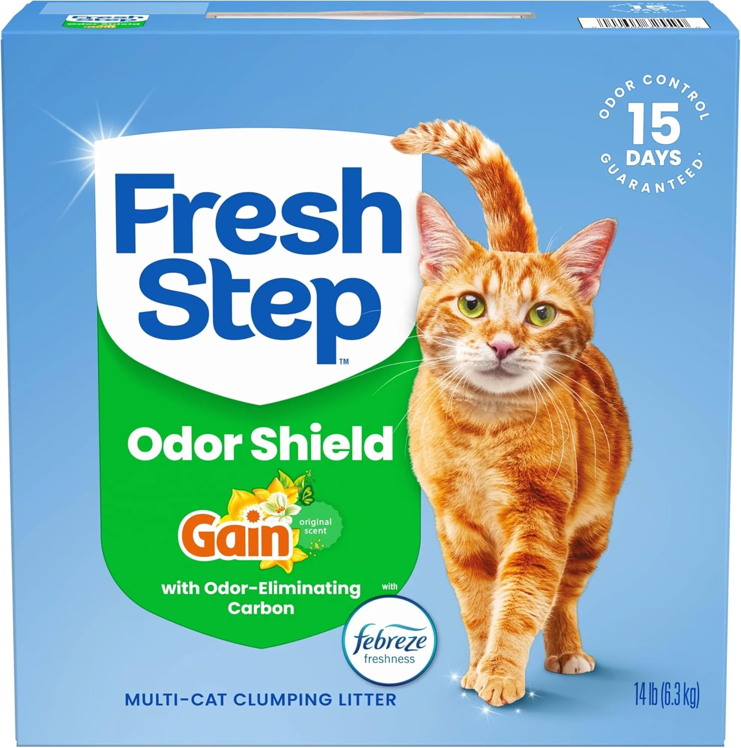 Fresh Step Advanced Odor Shield Multi Cat Clumping Litter with Febreze Freshness, Low Dust, Odor Control with Ammonia Block Tech, Compatible in Automatic Litter Boxes, 37 lb. (2 x 18.5 lb.)