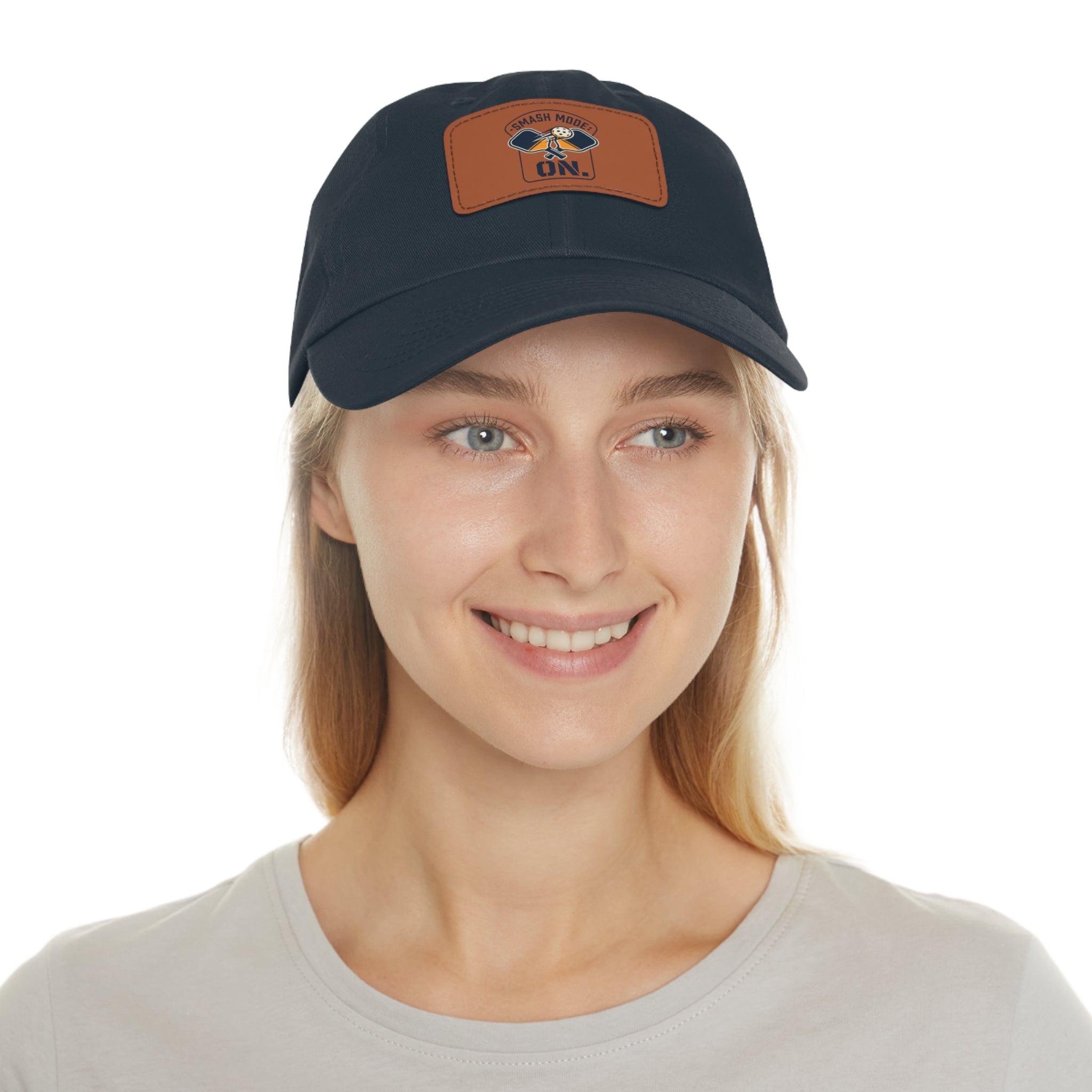 Leather Patch Dad Hat — “Smash Mode On” Vintage Gamer Cap