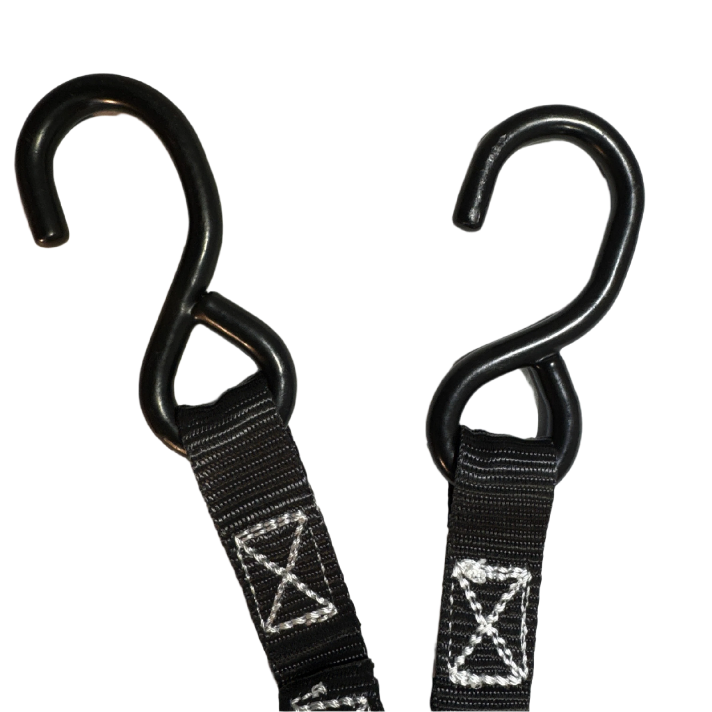 1" Black Ratchet Strap w/Vinyl S Hook  | LENGTH OPTIONS