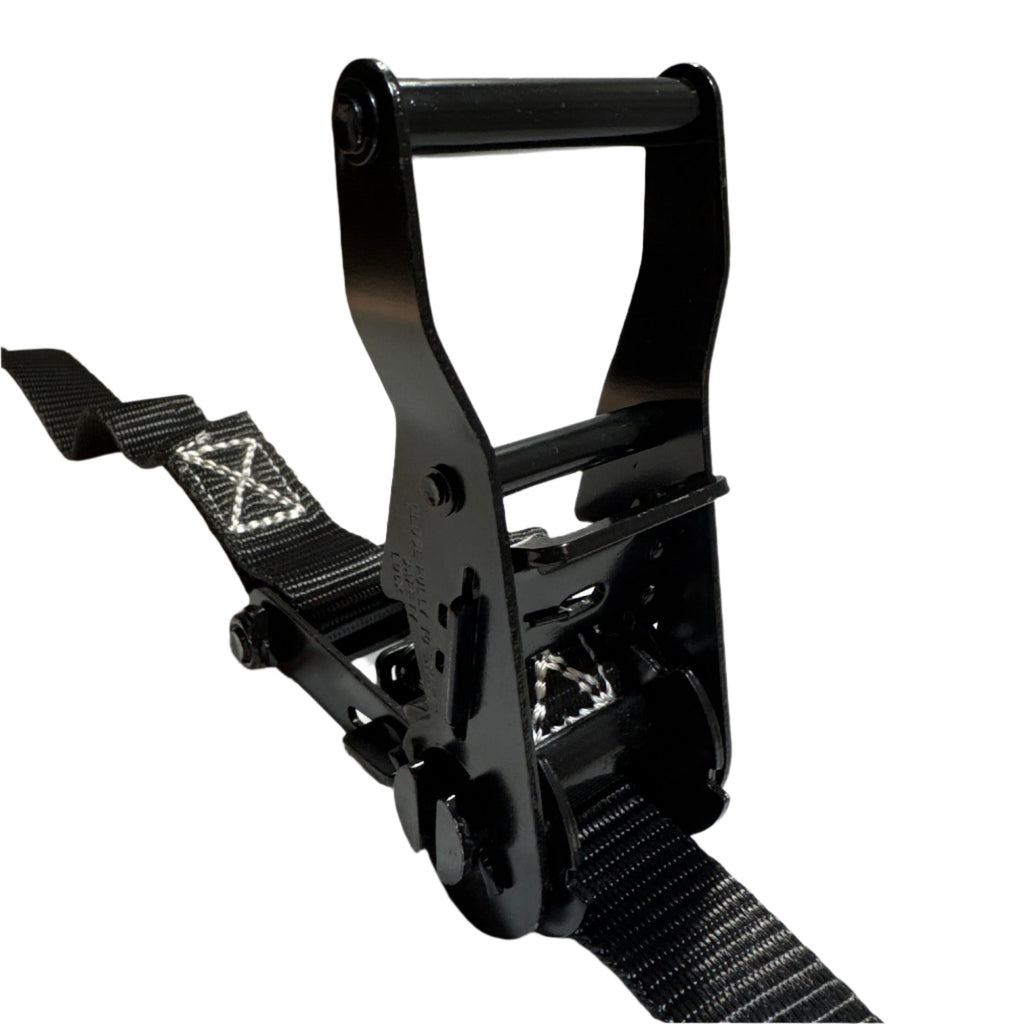 1" Black Ratchet Strap w/Vinyl S Hook  | LENGTH OPTIONS