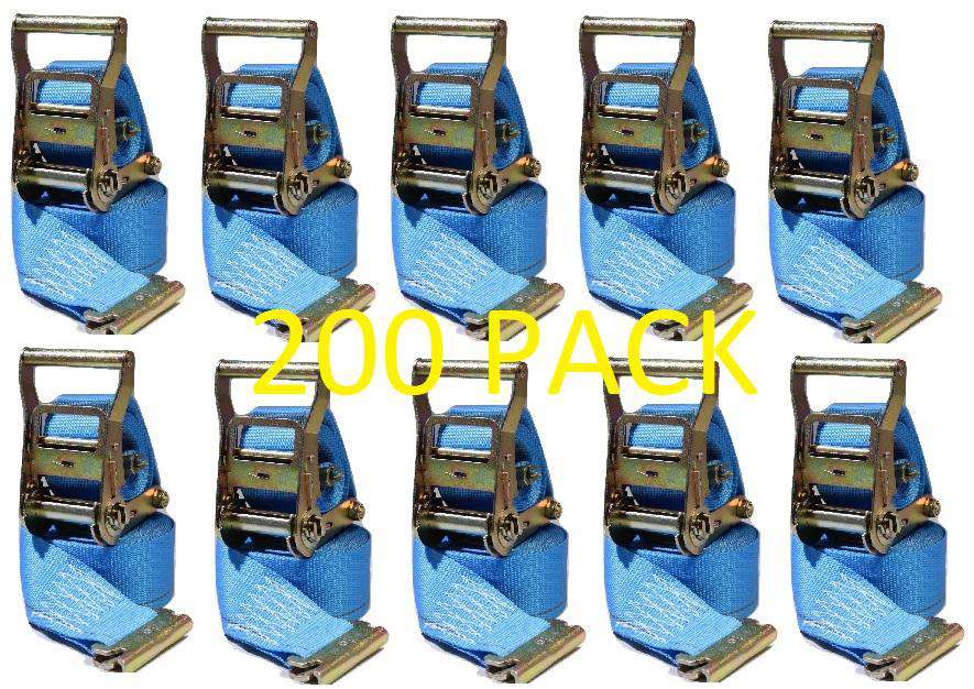 2 x 20 Ft Van Ratchet Strap Logistic E-Track w/ Spring E 200 PACK  | 200 Pack